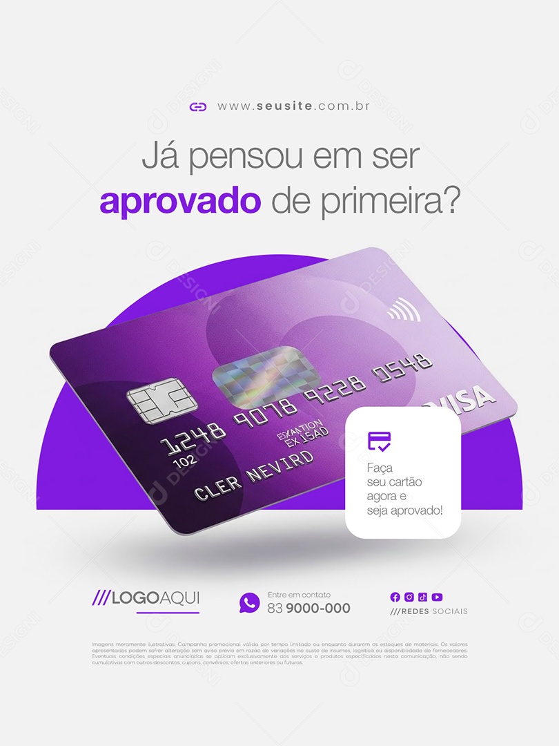 Cartão Já Pensou em Ser Aprovado de Primeira Social Media PSD Editável