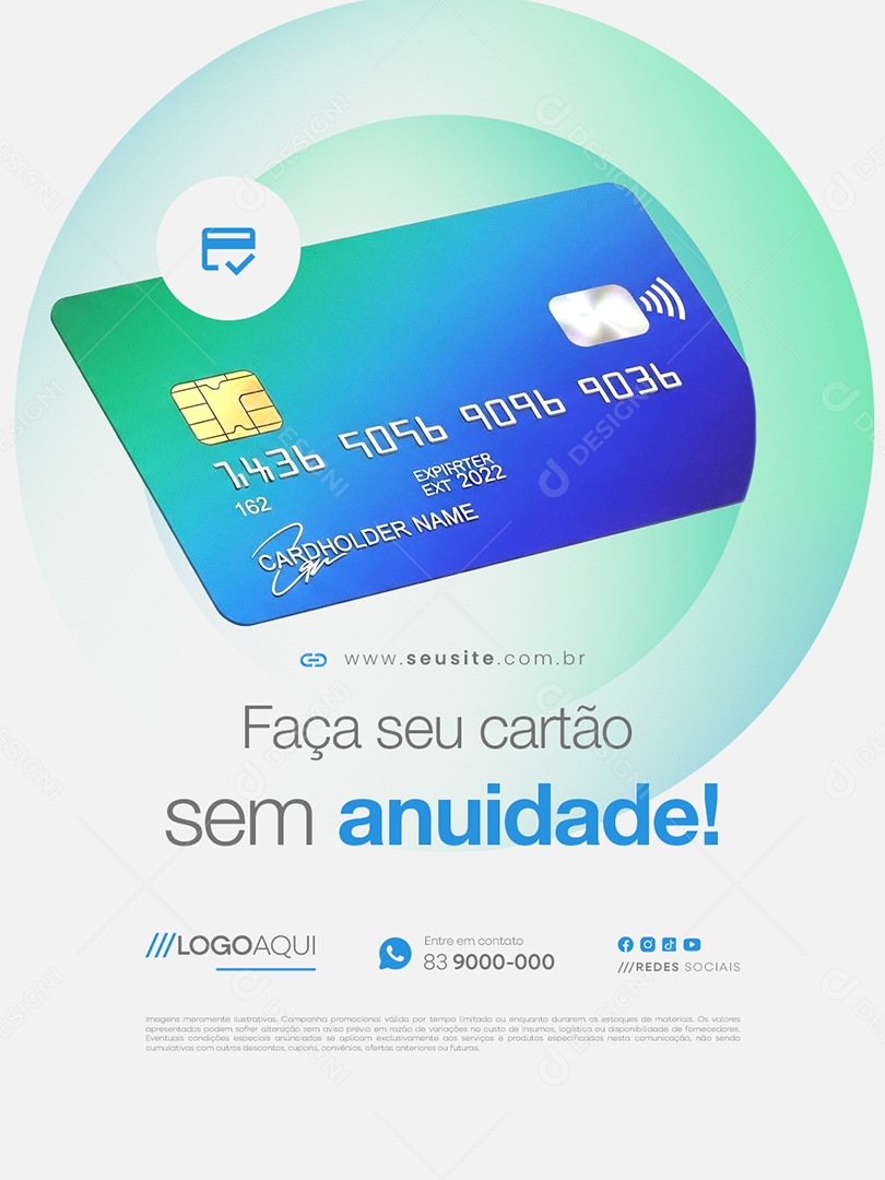 Faça Seu Cartão Sem Anuidade Social Media PSD Editável