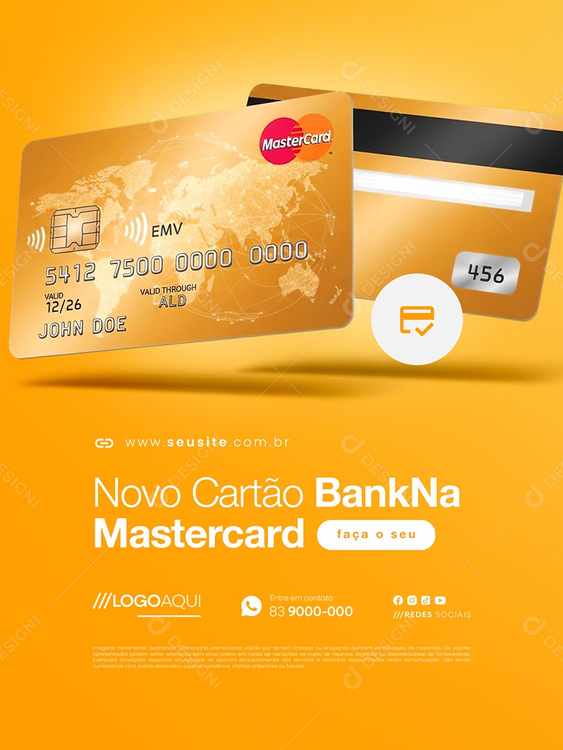 Novo Cartão BankNa Mastercard Social Media PSD Editável