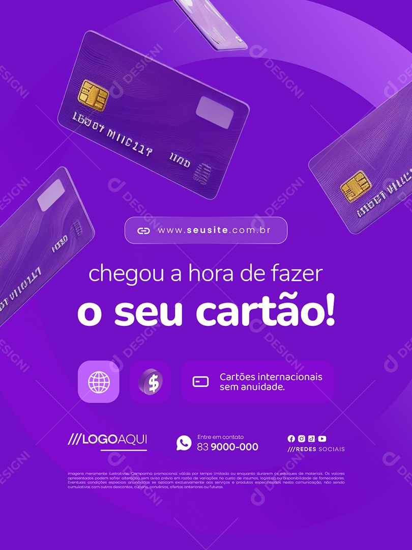 Chegou a Hora de Fazer o Seu Cartão Social Media PSD Editável