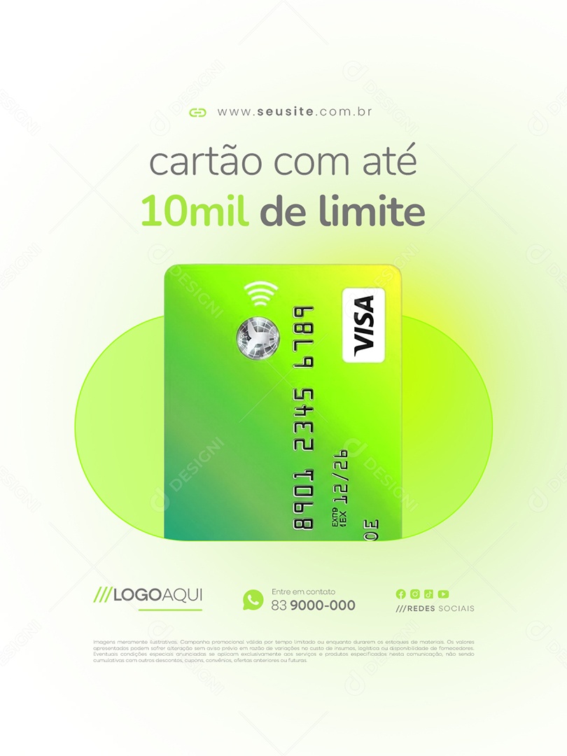 Cartão com Até Dez Mil de Limite Social Media PSD Editável
