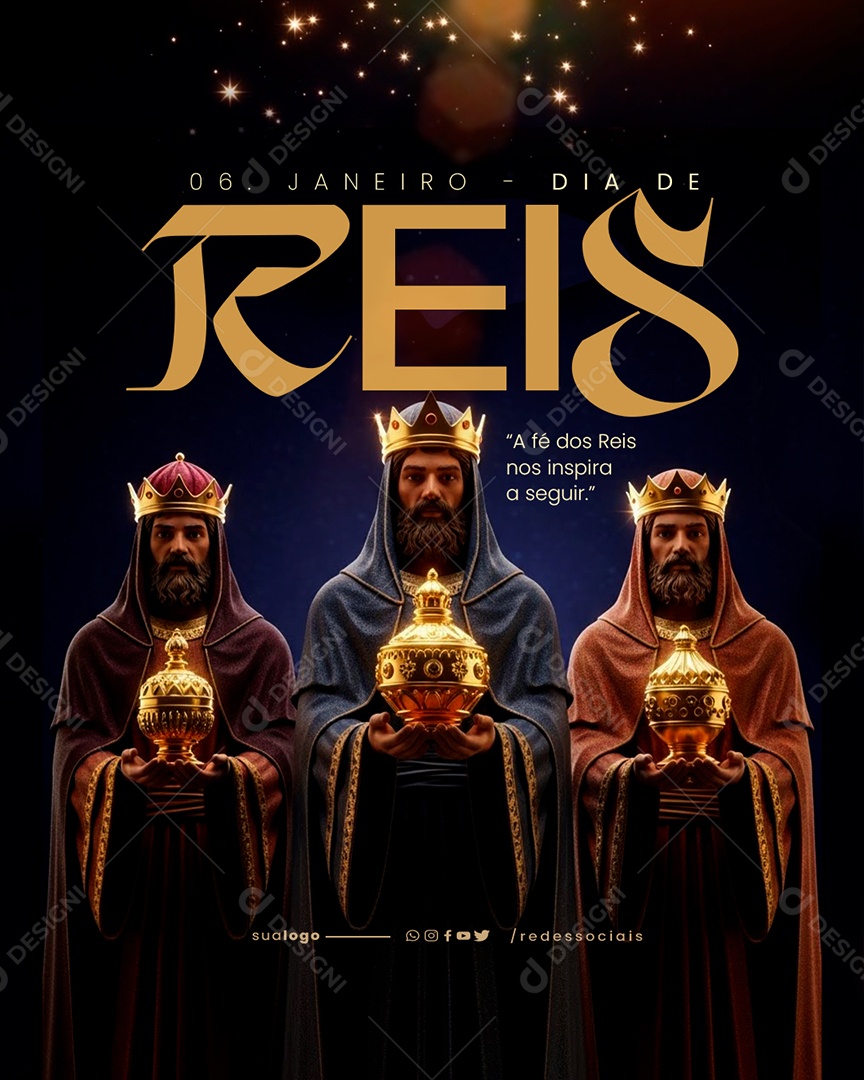 Dia de Reis 06 de Janeiro Social Media PSD Editável