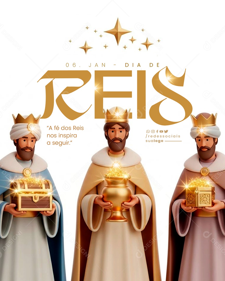 Dia de Reis 06 de Janeiro Social Media PSD Editável