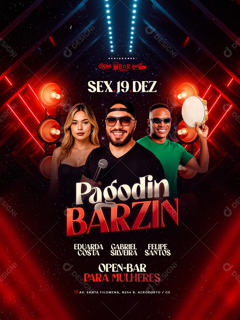 Flyer Próximos Shows Pagodin Barzin Social Media PSD Editável