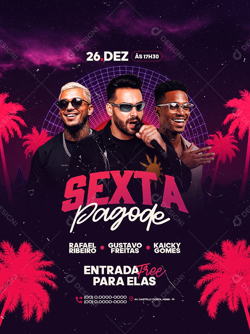 Flyer Próximos Shows Sexta Pagode Social Media PSD Editável