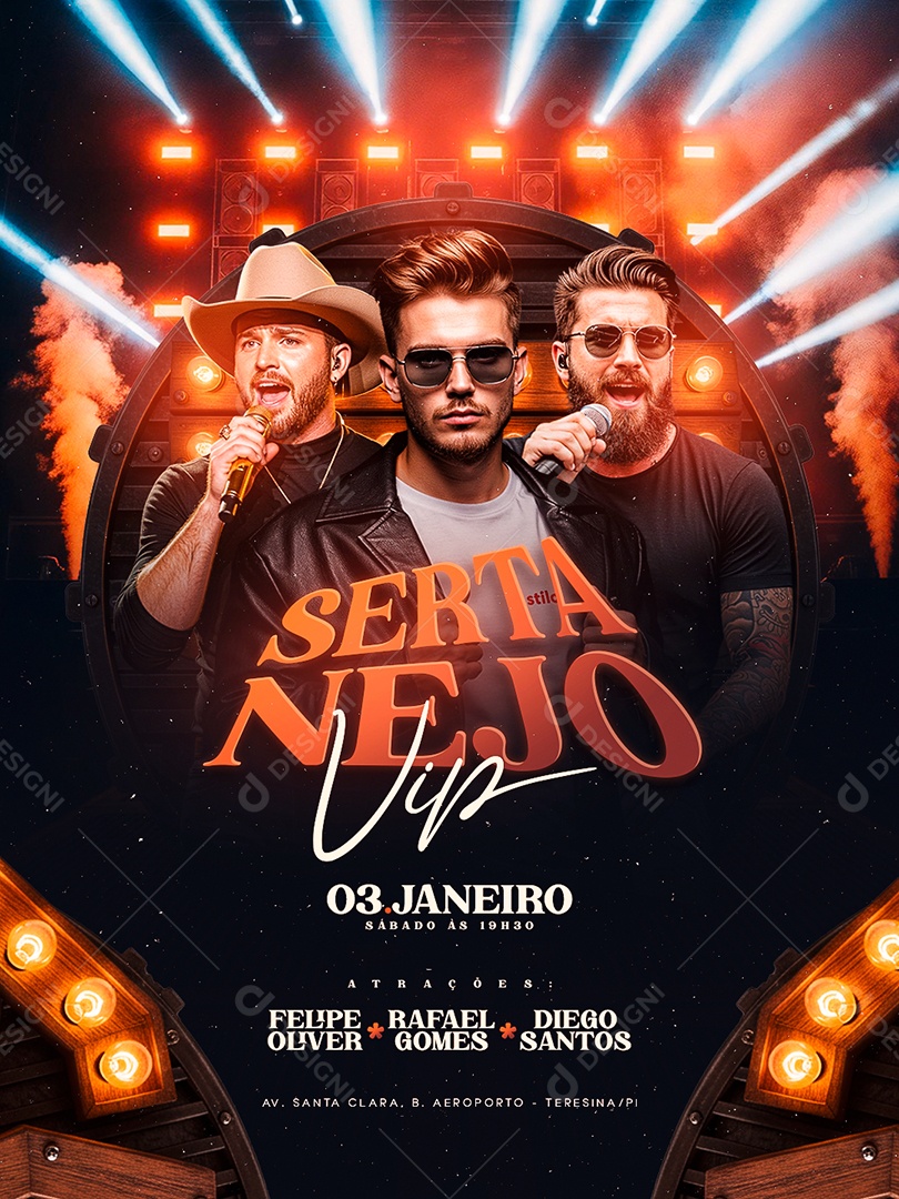 Flyer Próximos Shows Sertanejo Vip Social Media PSD Editável