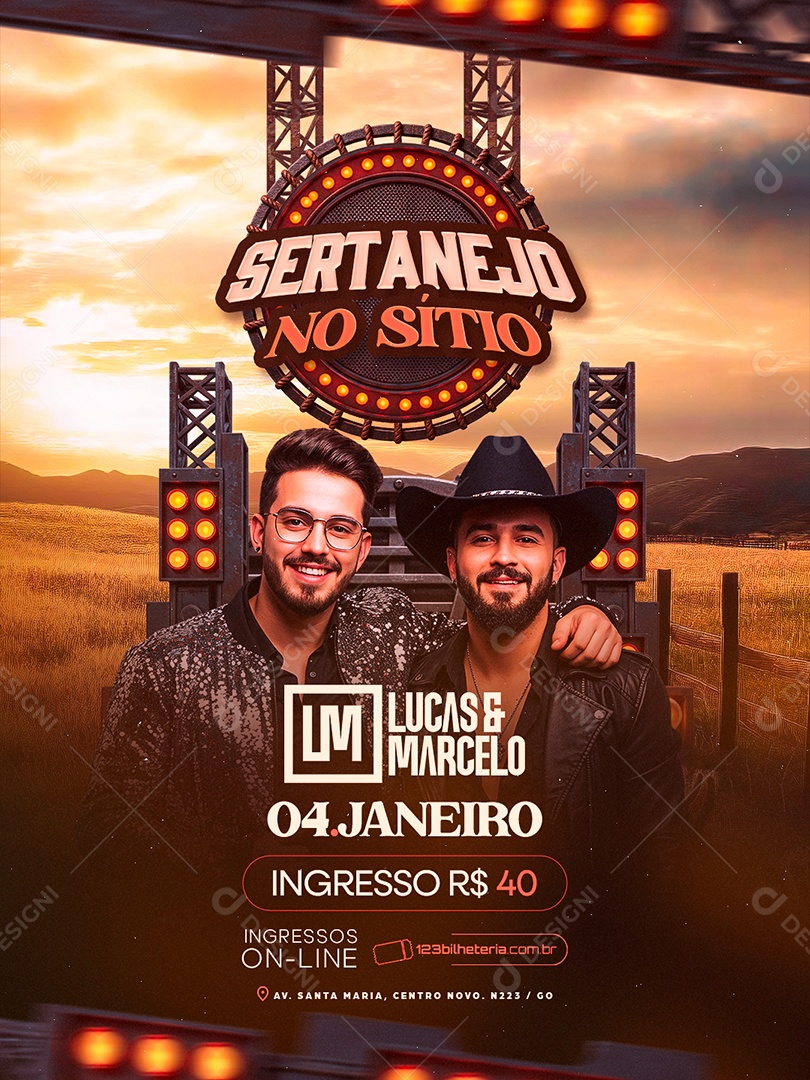 Flyer Próximos Shows Sertanejo no Sítio Social Media PSD Editável