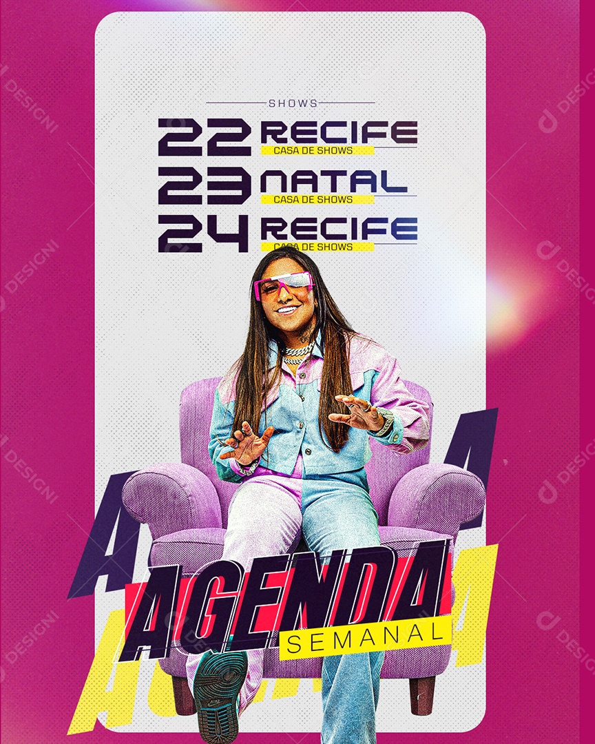 Flyer Feed Agenda Semanal Shows Social Media PSD Editável