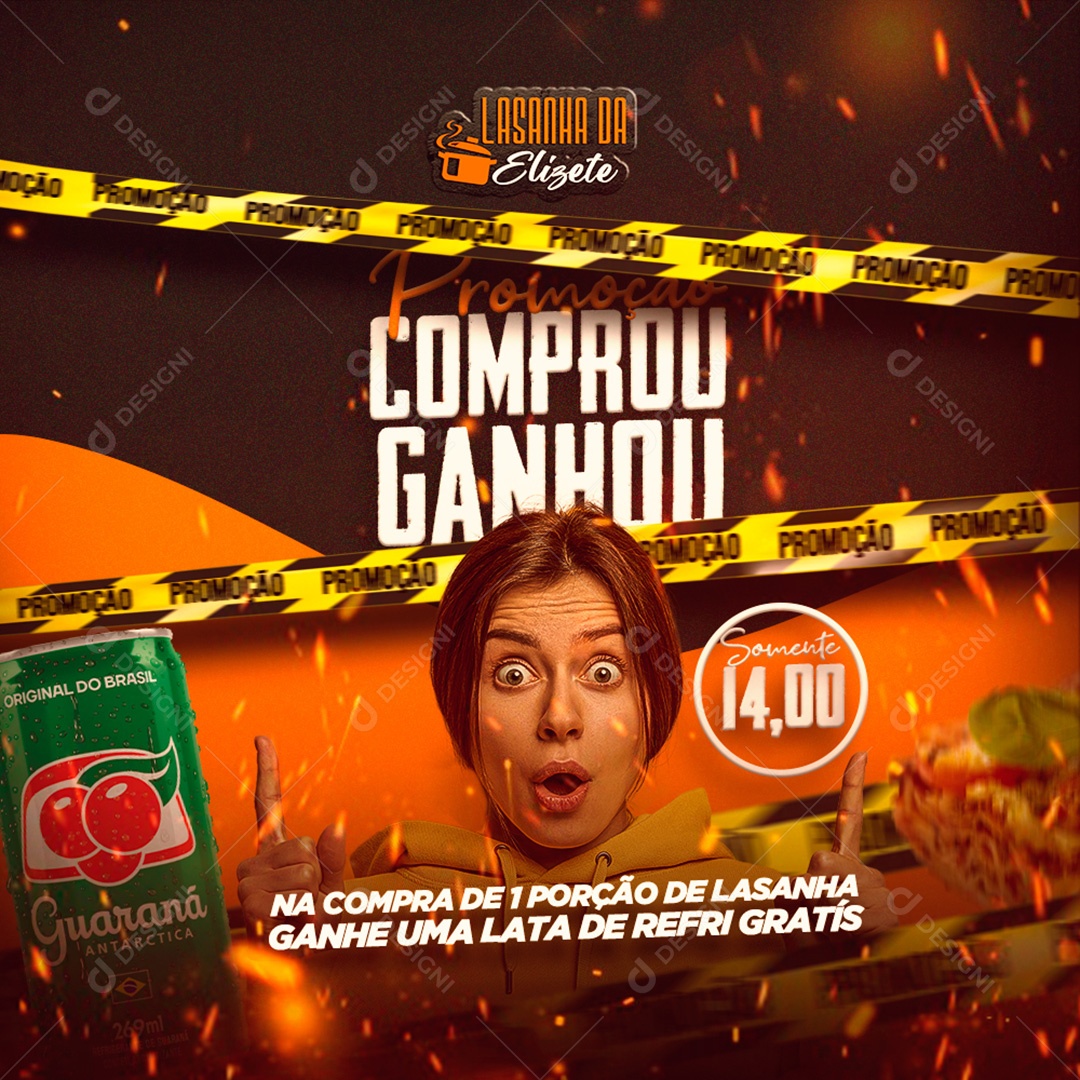 Flyer Feed Comprou Ganhou Social Media PSD Editável