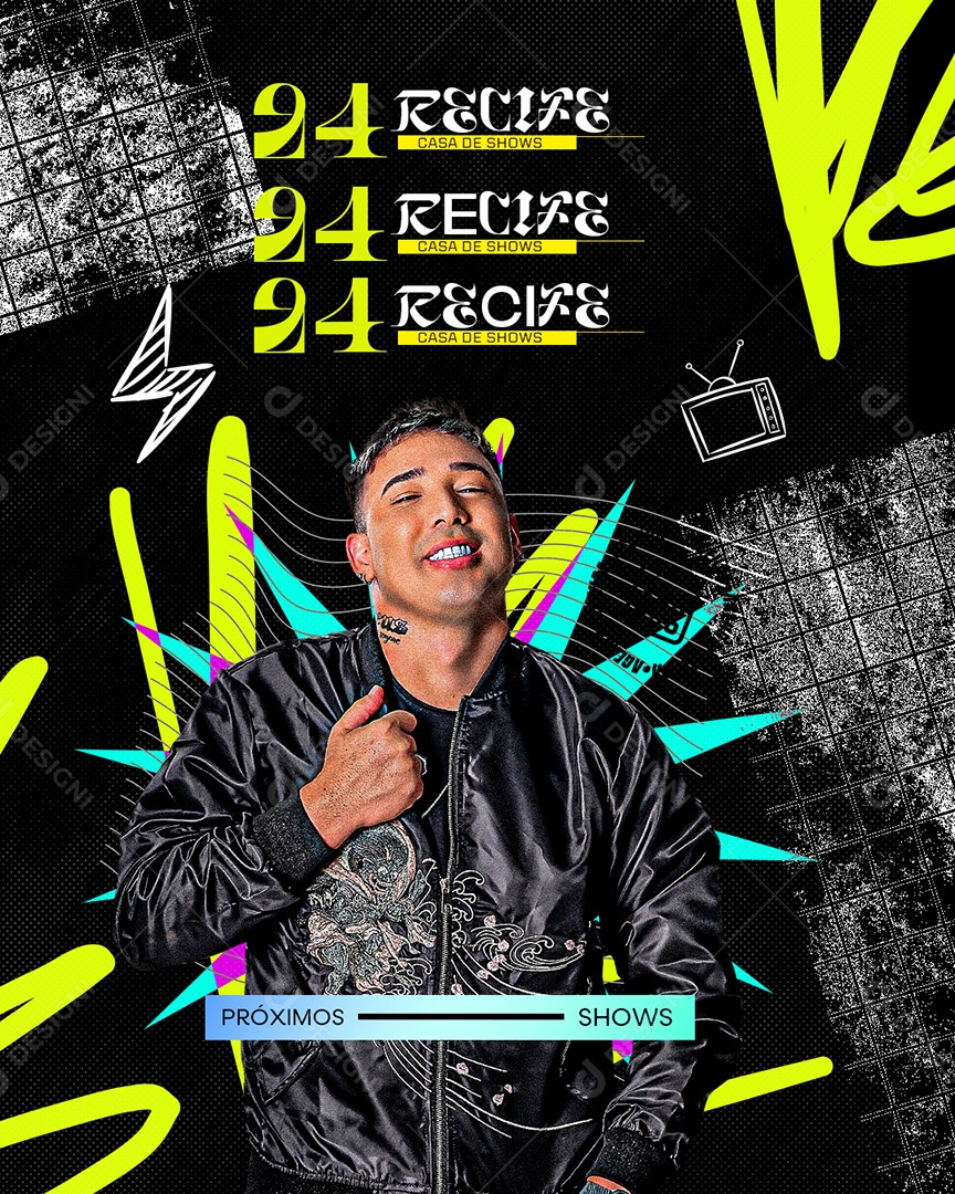 Flyer Feed Próximos Shows Recife Casa de Shows Social Media PSD Editável