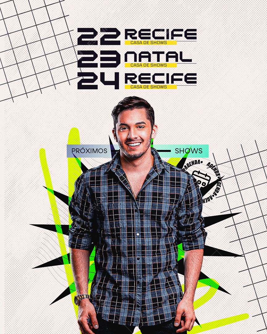 Flyer Feed Próximos Shows Recife Social Media PSD Editável