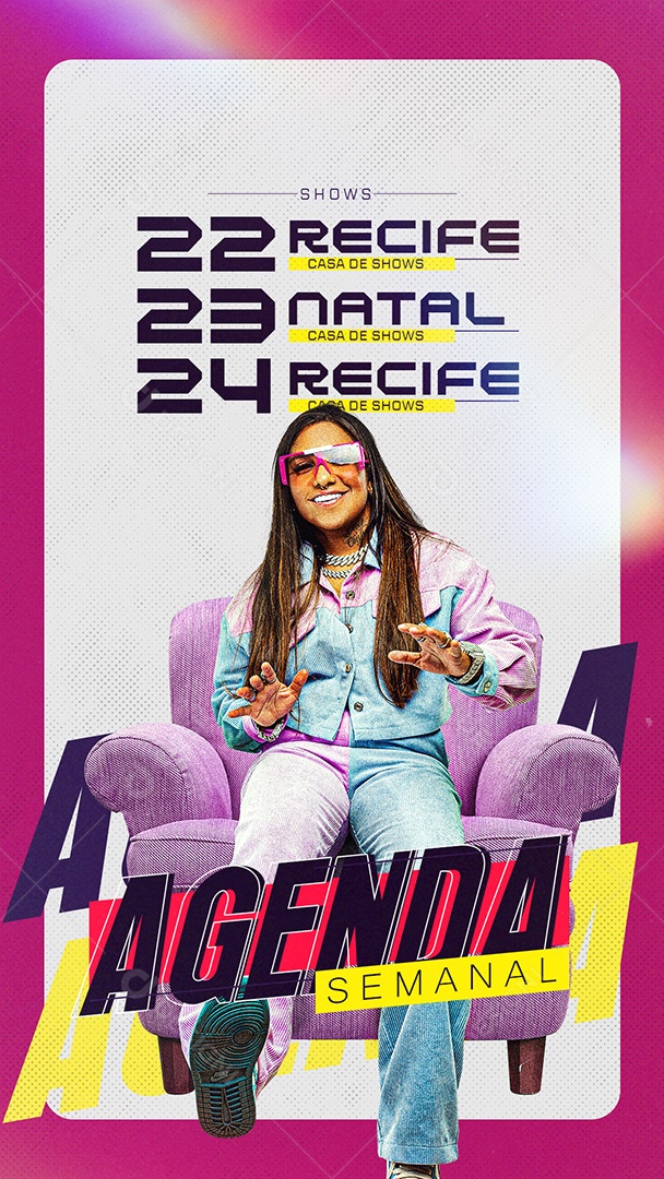 Flyer Story Agenda Semanal Shows Social Media PSD Editável