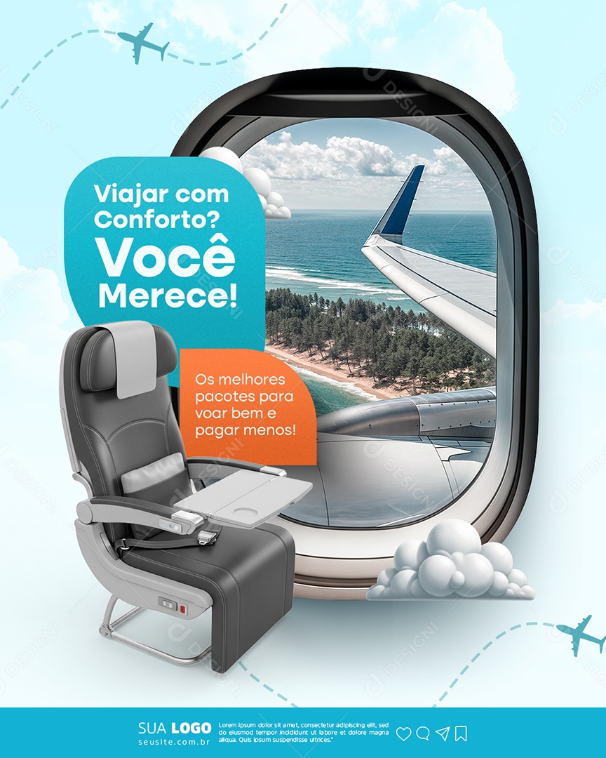 Agência de Viagens Viajar com Conforto Você Merece Social Media PSD Editável