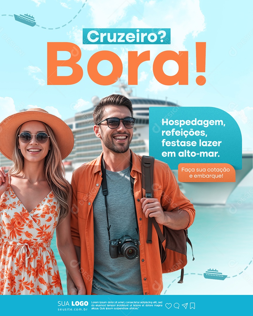 Agência de Viagens Cruzeiro Bora Social Media PSD Editável