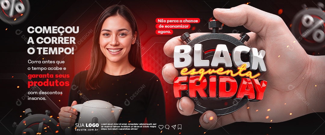 Banner Esquenta Black Friday Eletrodomésticos Garanta Seus Produtos Social Media PSD Editável