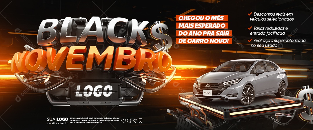 Banner Black Novembro Concessionária Chegou o Mês Mais Esperado do Ano Social Media PSD Editável