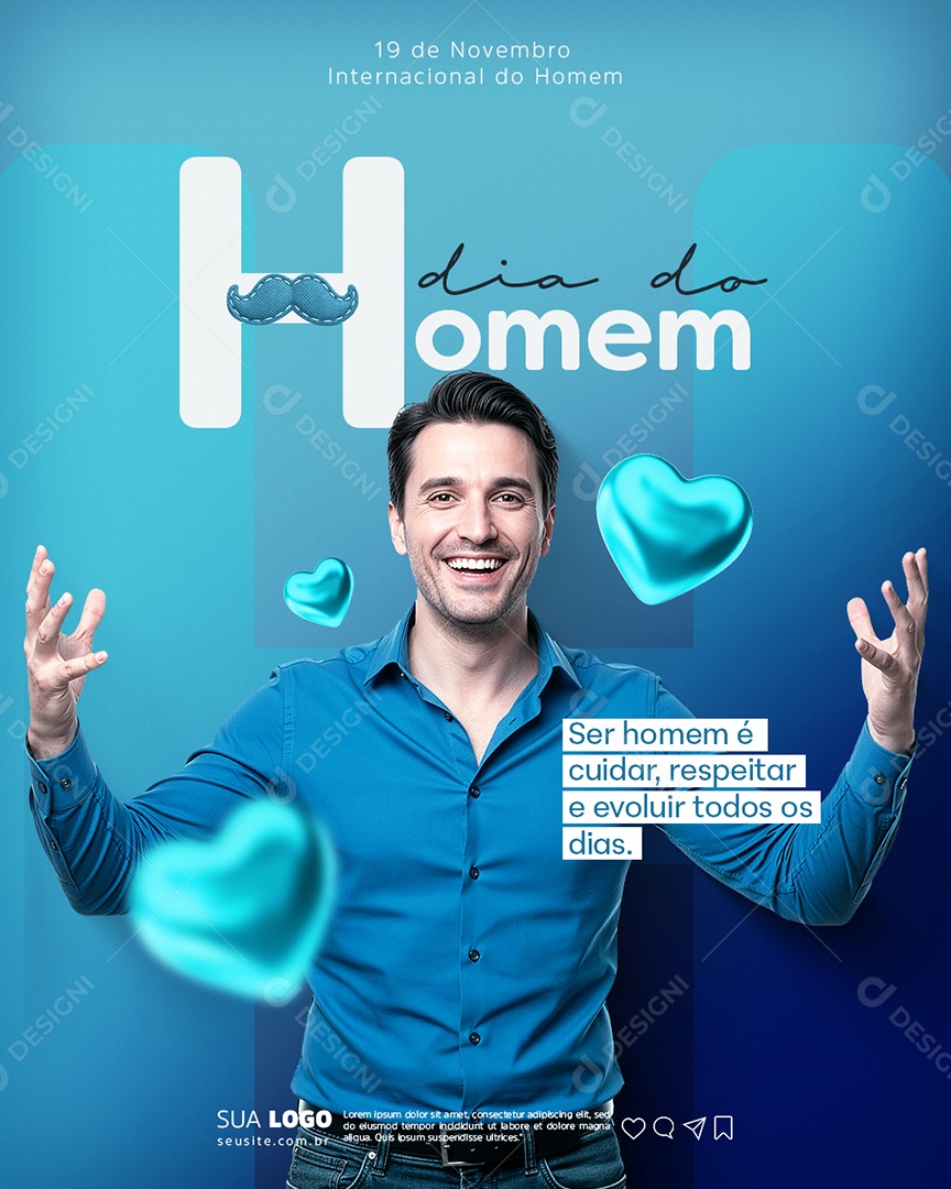 Dia do Homem 19 de Novembro Social Media PSD Editável