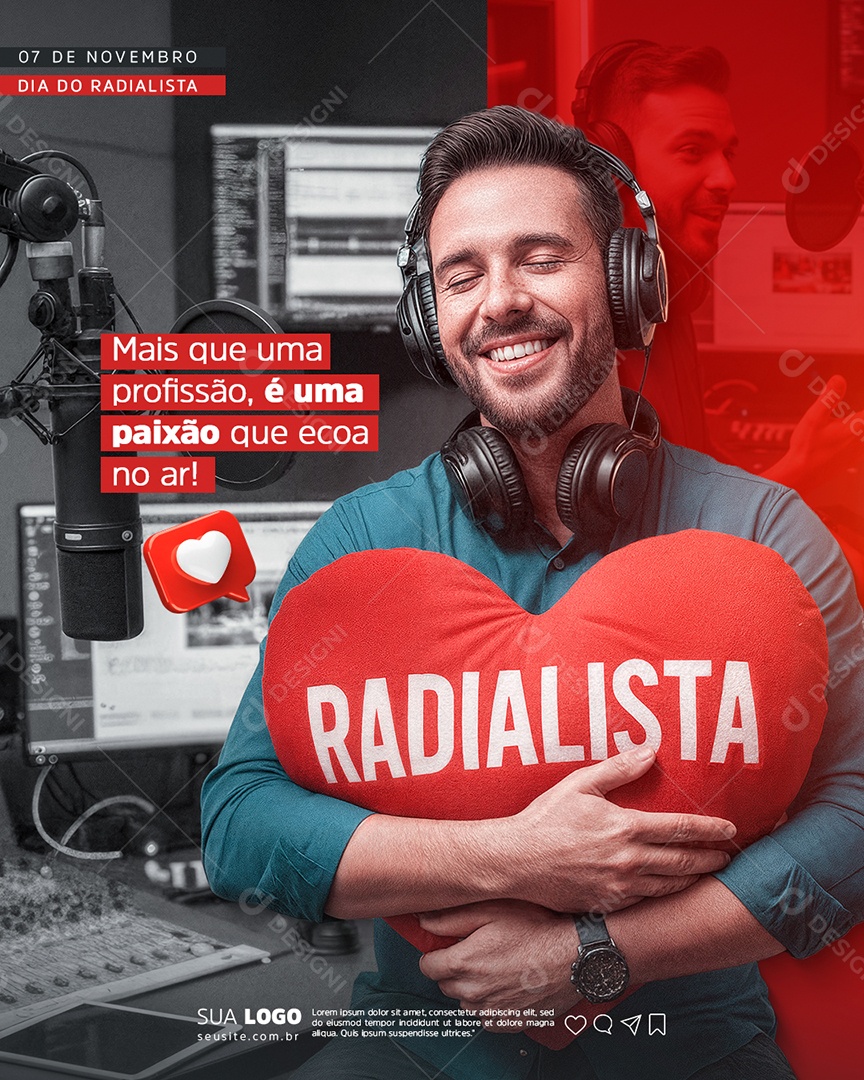Dia do Radialista 07 de Novembro Social Media PSD Editável