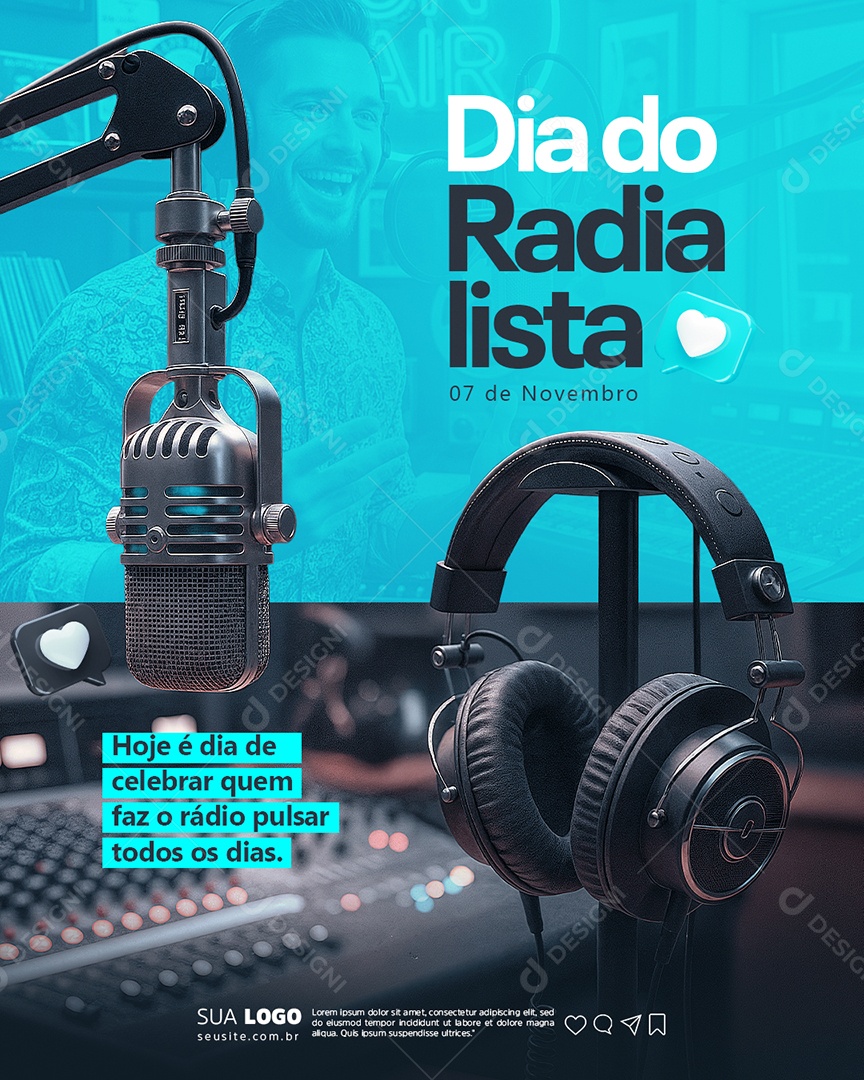 Dia do Radialista 07 de Novembro Social Media PSD Editável