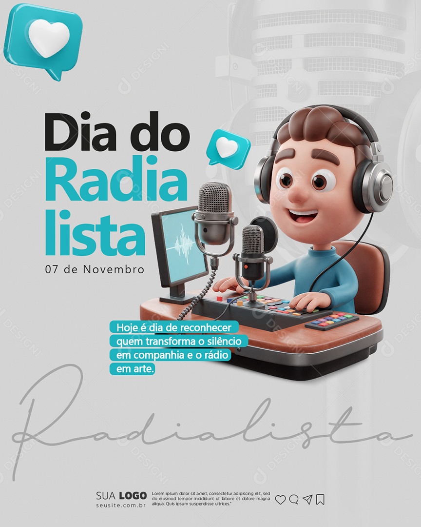 Dia do Radialista 07 de Novembro Social Media PSD Editável