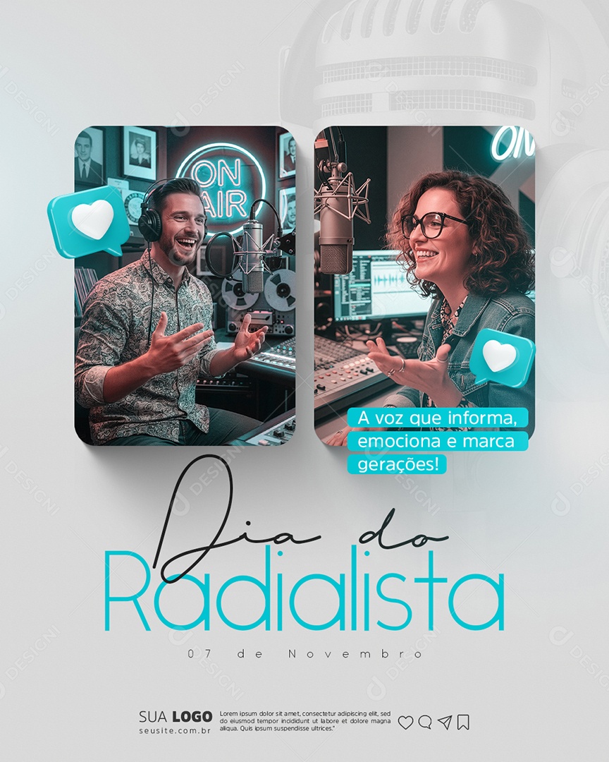 Dia do Radialista 07 de Novembro Social Media PSD Editável