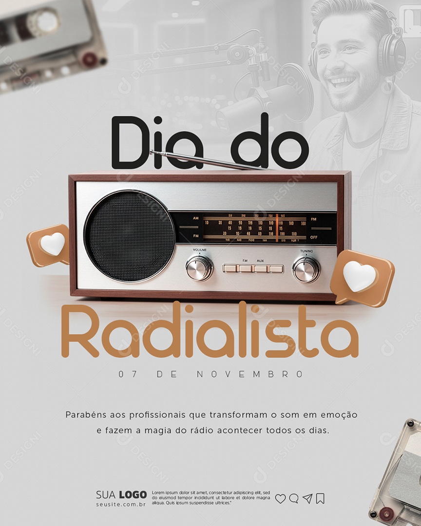 Dia do Radialista 07 de Novembro Social Media PSD Editável