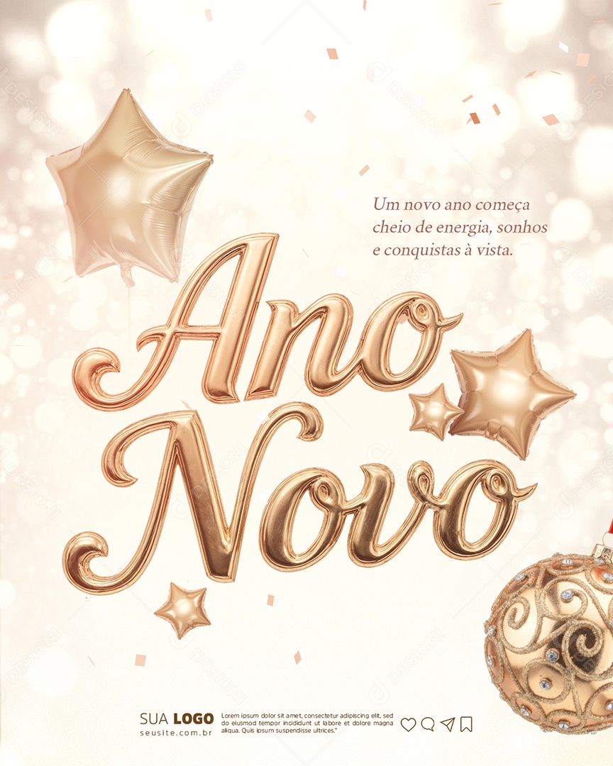 Ano Novo 01 de Janeiro Social Media PSD Editável