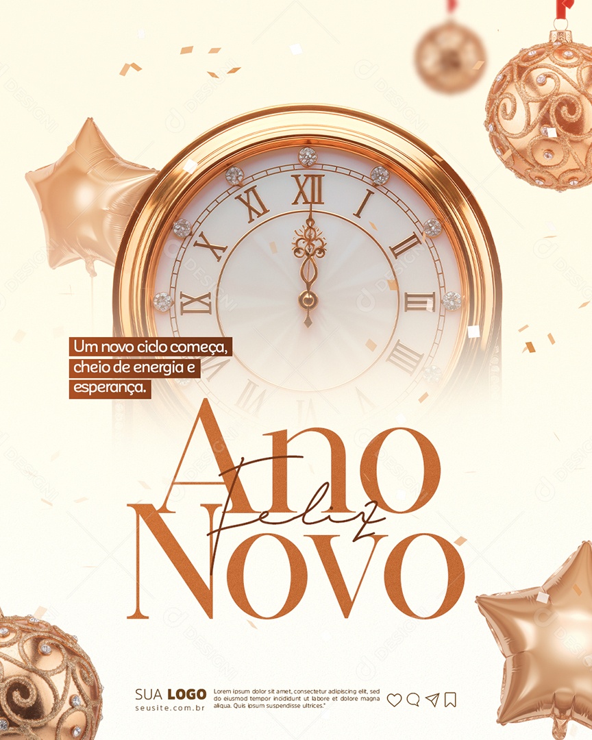 Feliz Ano Novo 01 de Janeiro Social Media PSD Editável