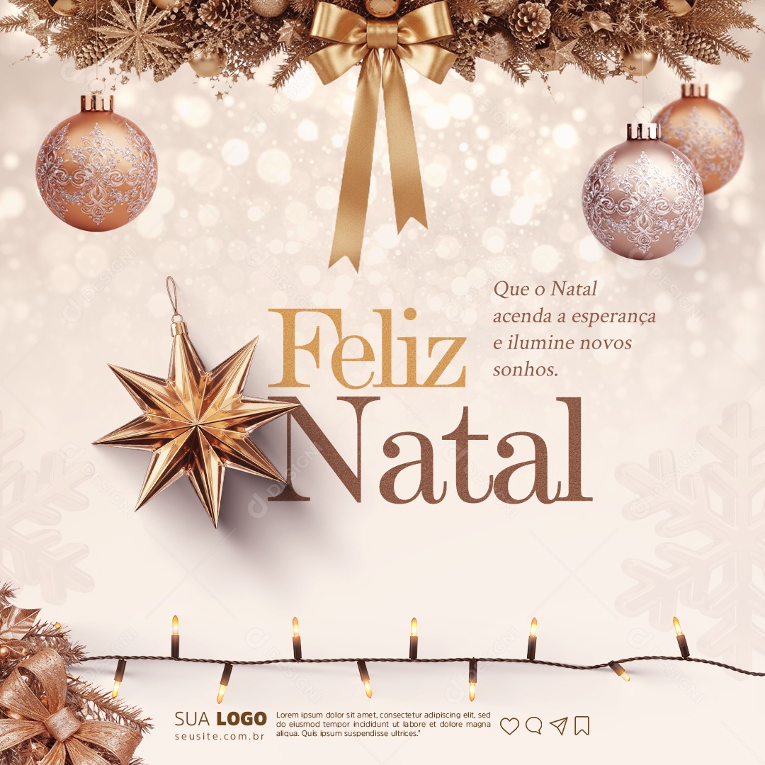 Feliz Natal 25 de Dezembro Que o Natal Acenda a Esperança Social Media PSD Editável