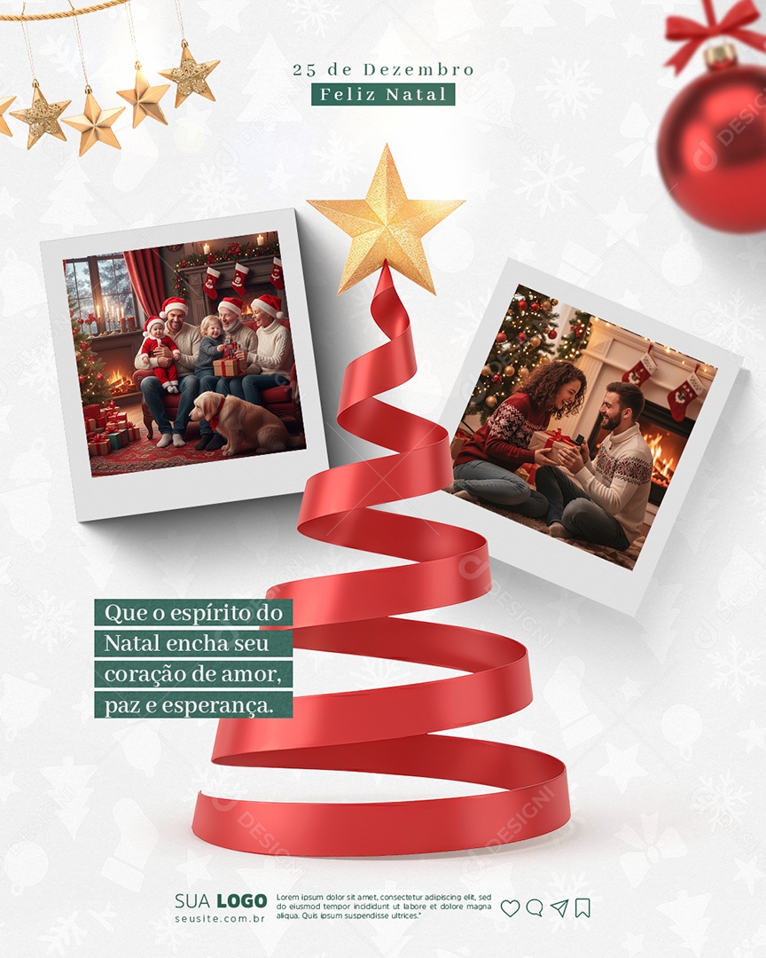 Feliz Natal 25 de Dezembro Social Media PSD Editável