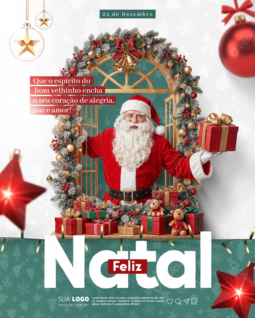 Feliz Natal 25 de Dezembro Social Media PSD Editável