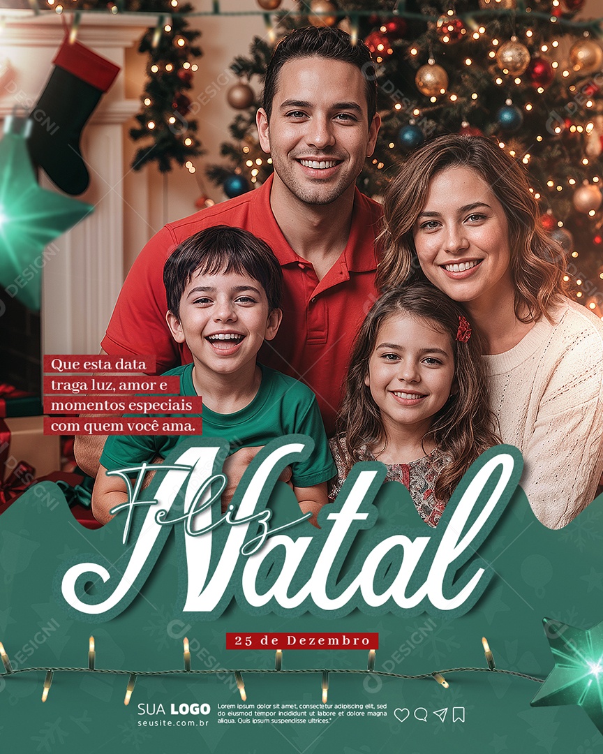 Feliz Natal 25 de Dezembro Que Esta Data Traga Luz Social Media PSD Editável