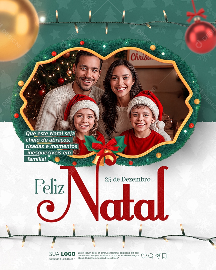 Feliz Natal 25 de Dezembro Social Media PSD Editável