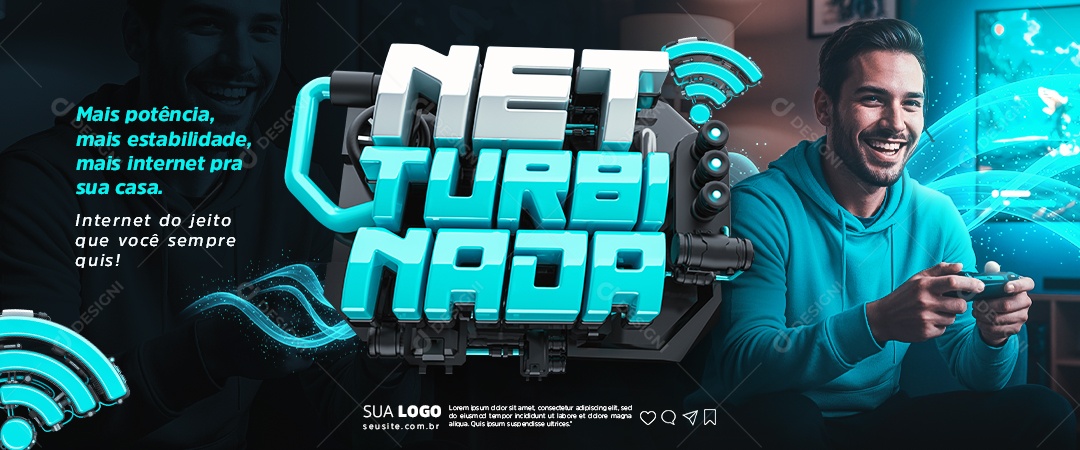 Banner Internet Net Turbinada Mais Potência Mais Estabilidade Social Media PSD Editável