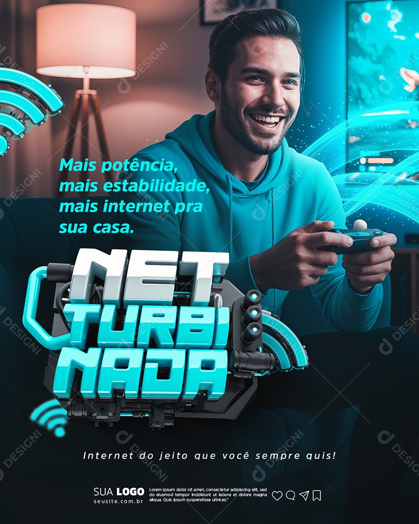 Internet Net Turbinada Mais Potência Mais Estabilidade Social Media PSD Editável