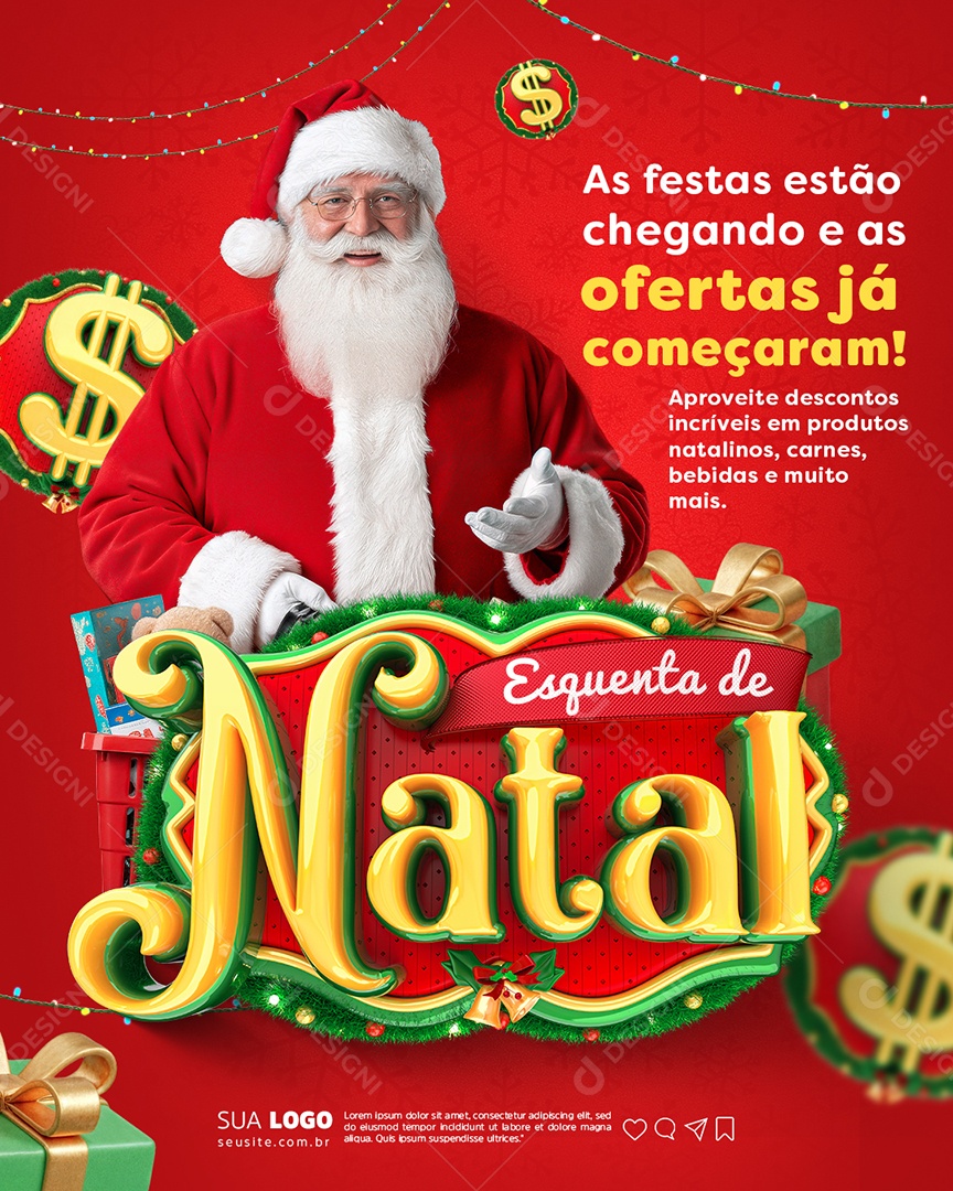 Esquenta de Natal Loja de Brinquedos Ofertas Já Começaram Social Media PSD Editável