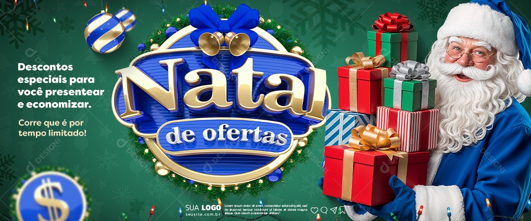 Banner Natal de Ofertas Descontos Especiais Social Media PSD Editável