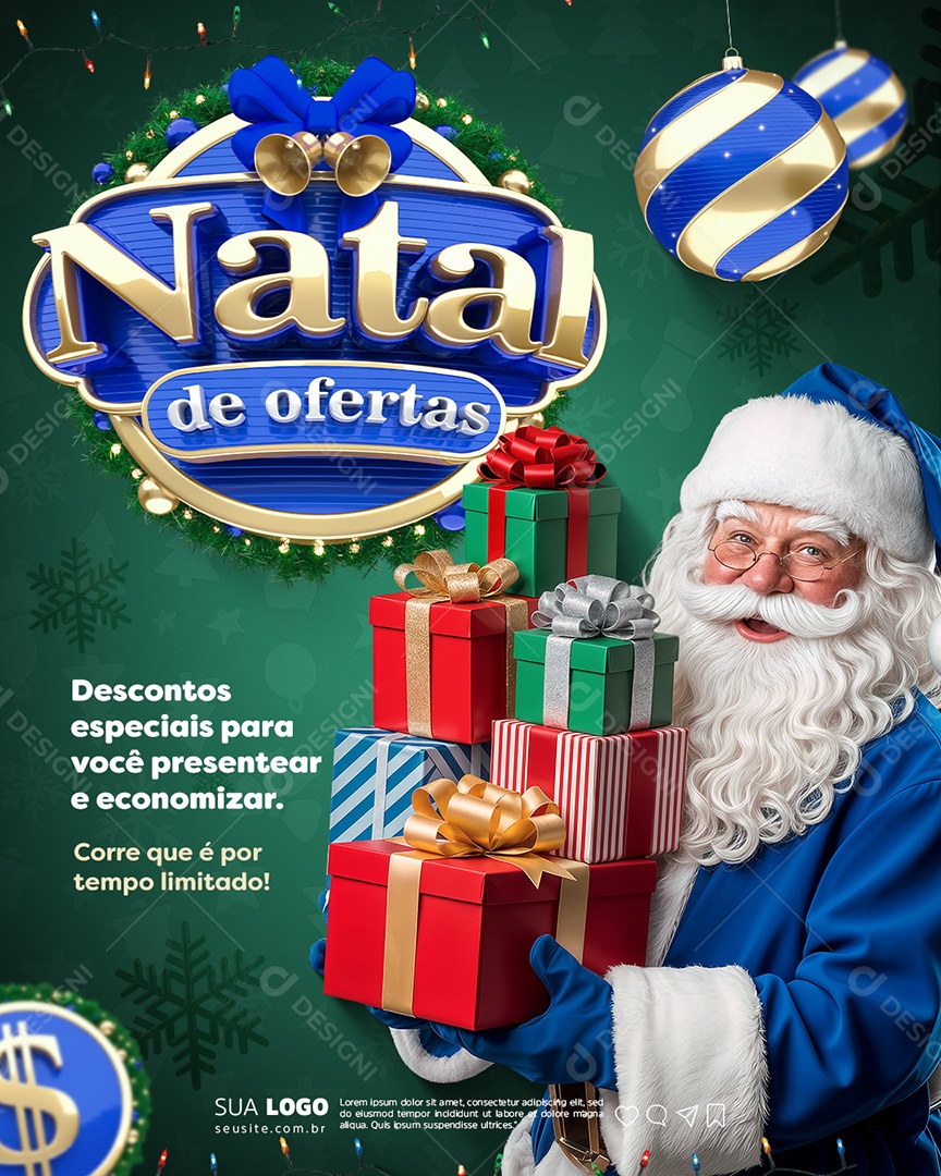 Natal de Ofertas Descontos Especiais Social Media PSD Editável