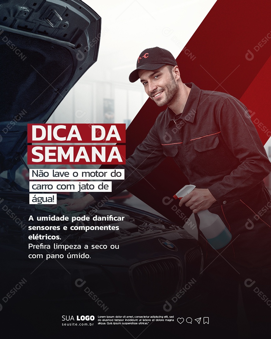 Oficina Mecânica Dica da Semana Social Media PSD Editável