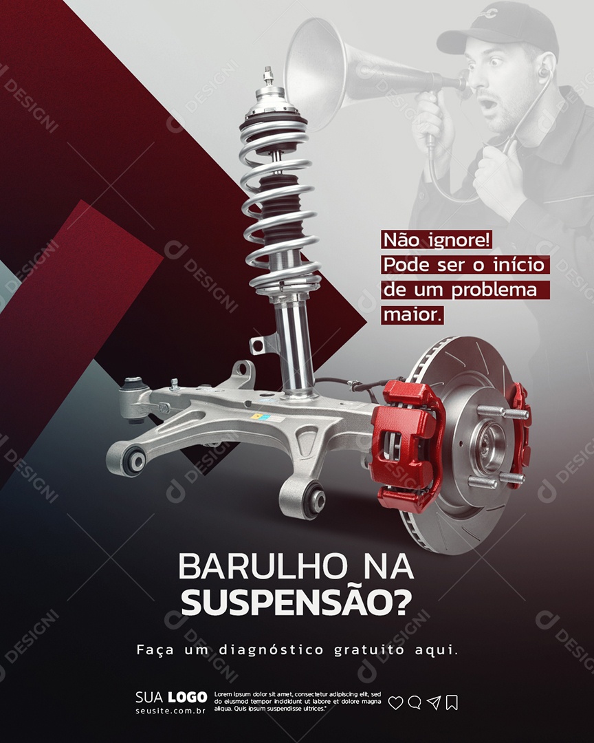 Oficina Mecânica Barulho na  Suspensão Social Media PSD Editável