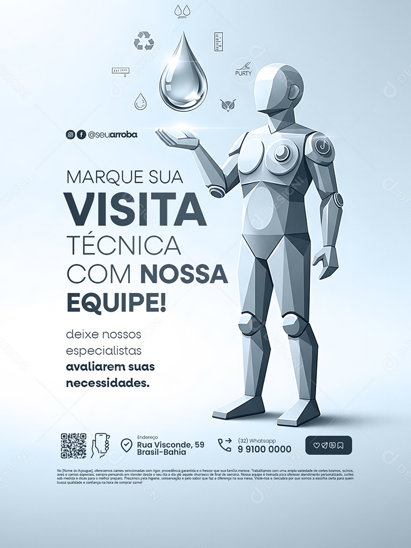 Tratamento de Esgoto Marque Sua Visita Técnica com Nossa Equipe Social Media PSD Editável