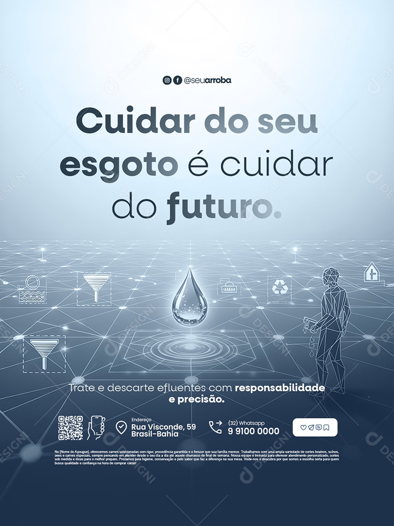 Tratamento de Esgoto Cuidar do Seu  Esgoto é Cuidar do Futuro Social Media PSD Editável