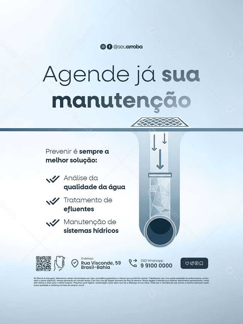 Tratamento de Esgoto Agende Já Sua Manutenção Social Media PSD Editável