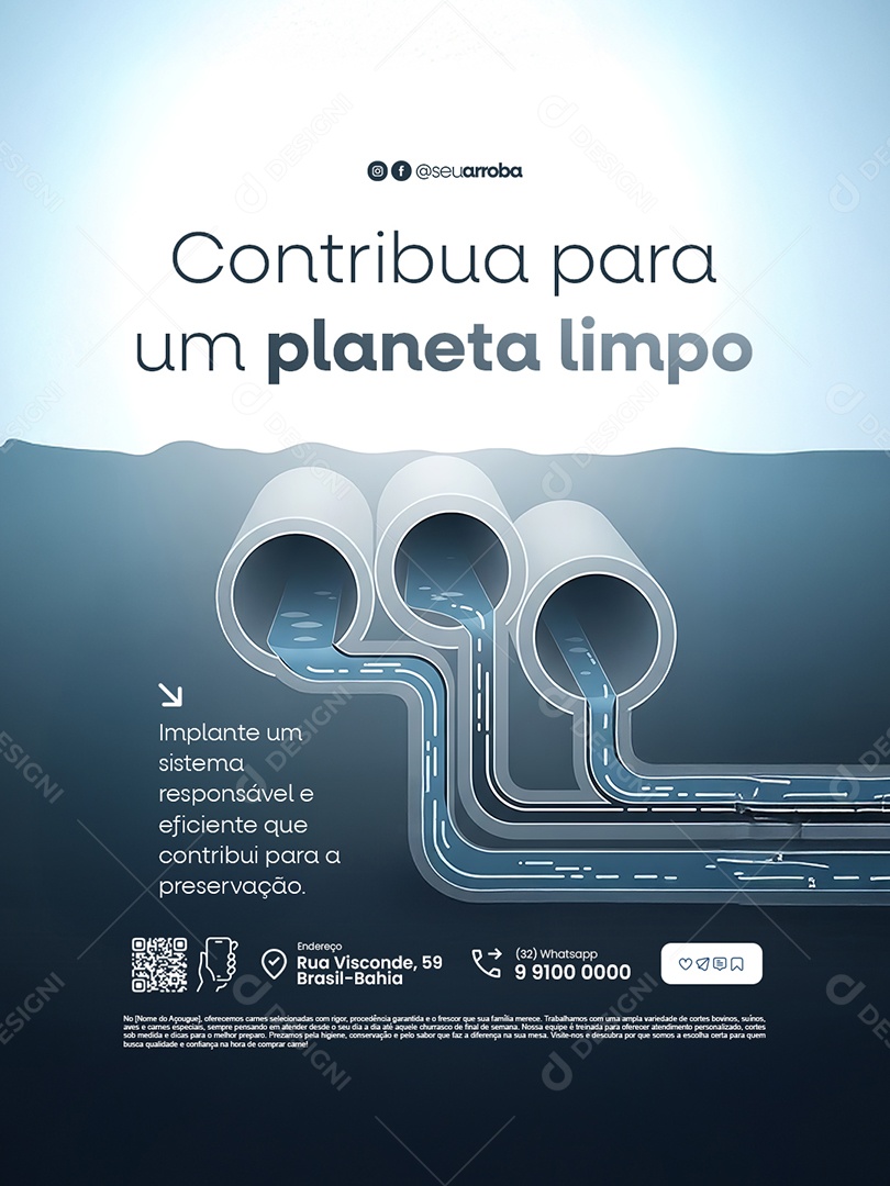 Tratamento de Esgoto Contribua para Um Planeta Limpo Social Media PSD Editável
