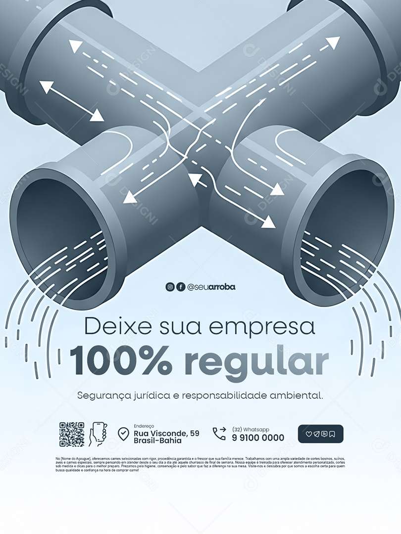 Tratamento de Esgoto Deixe Sua Empresa 100% Regular Social Media PSD Editável