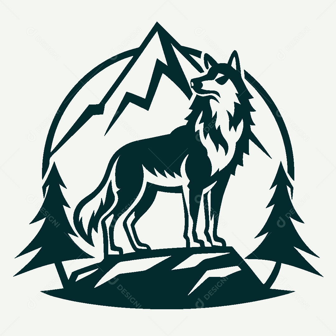 Modelo de Logo de Lobo Vetor EPS