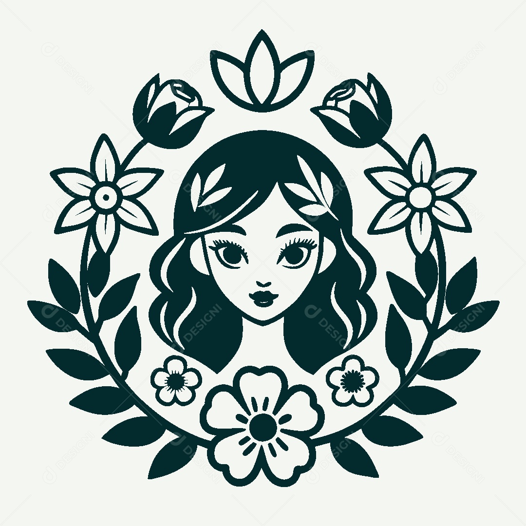 Modelo de Logo de Personagem Feminina Vetor EPS