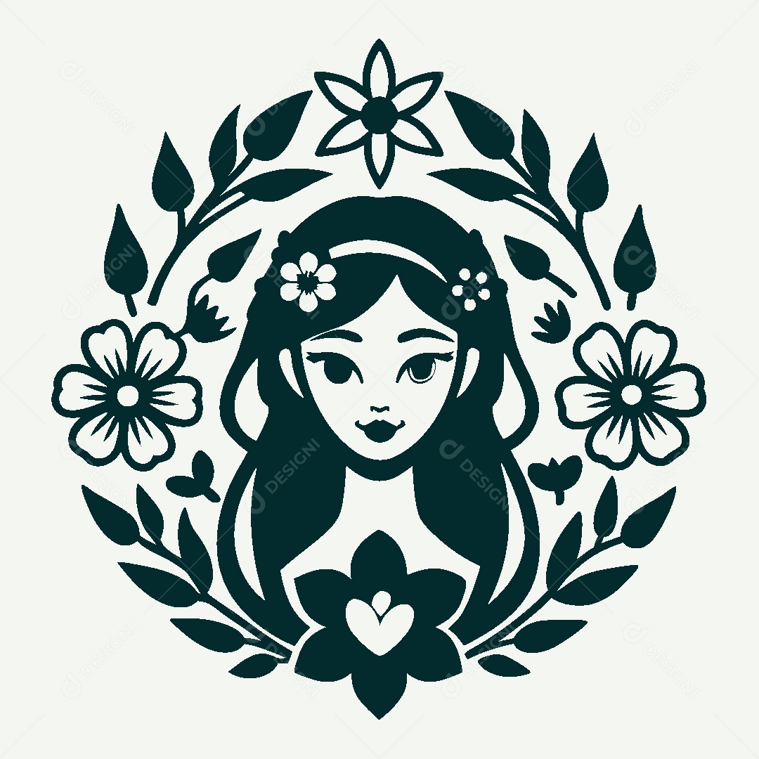 Modelo de Logo de Personagem Feminina Vetor EPS