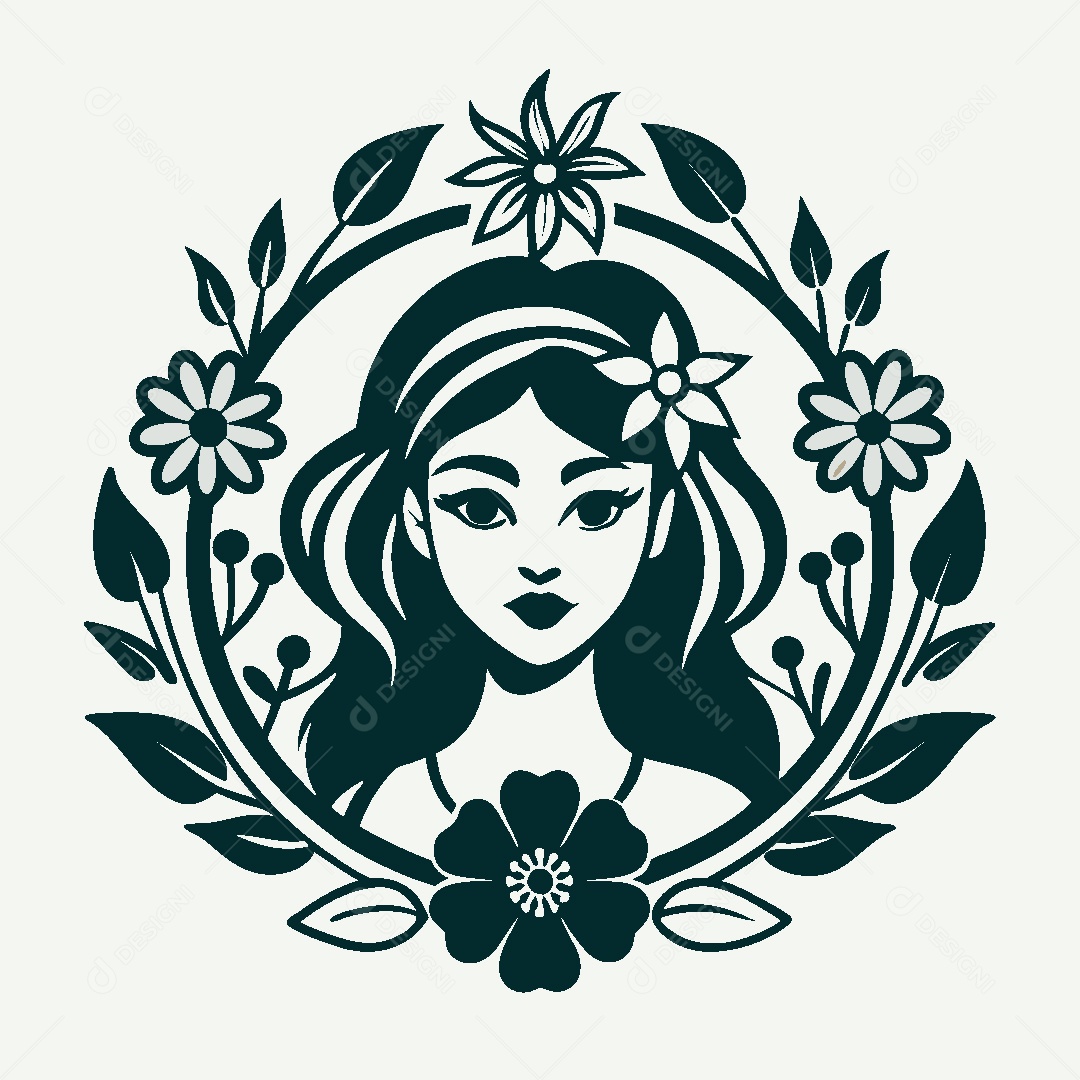 Modelo de Logo de Personagem Feminina Vetor EPS