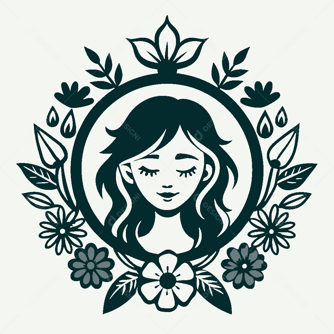 Modelo de Logo de Personagem Feminina Vetor EPS